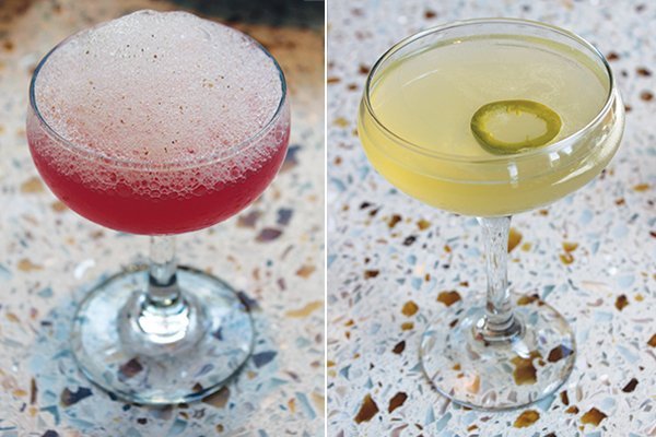 San Francisco’s Dosa serves “Spice Route” cocktails like Morjim Goa (left), with distinctive touches like garam masala. The Bali Hai (right), also at Dosa, stands up well to food with its mixture of sour and spicy—including bird’s eye chile.