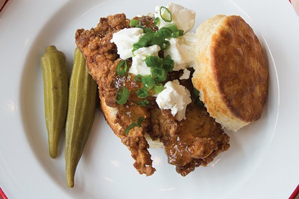 Cracker Barrel’s new fast-casual offshoot, Holler & Dash, features country cooking and biscuits, such as this Kickback Chicken with goat cheese, green onion and sweet pepper jelly.