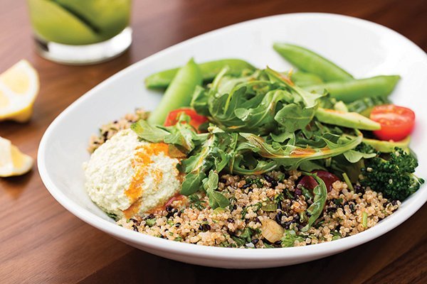 One of LYFE Kitchen’s biggest sellers, the Quinoa Crunch Bowl is a model of produce-centered layers that incorporate alternative proteins, including edamame hummus.