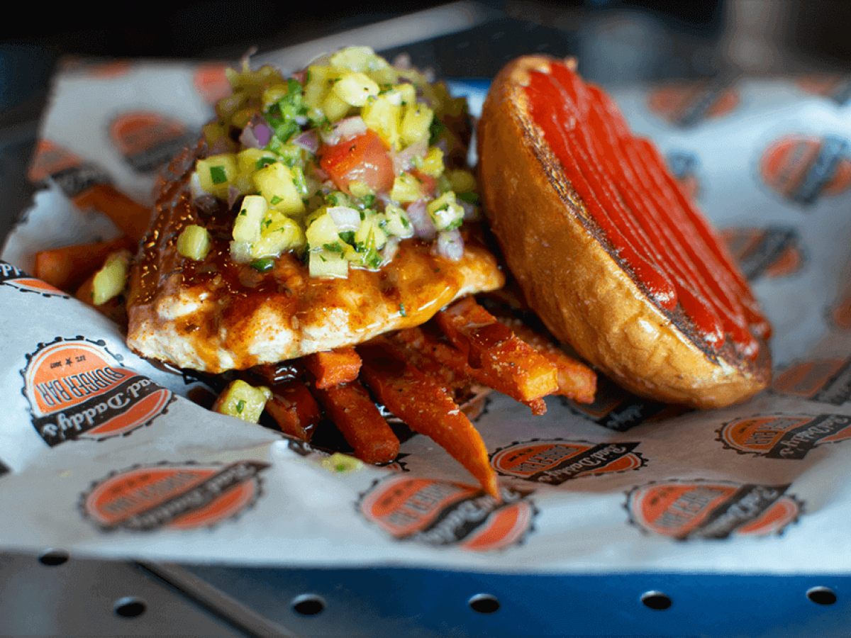 Salmon Burgers with Teriyaki and Pineapple