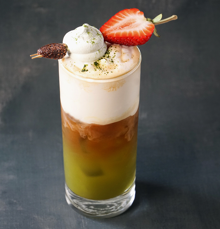 A blend of matcha, salted strawberry cold foam and espresso, Kathy Casey’s Kyoto Cloud embraces global flavor while delivering a unique presentation and fluffy texture.