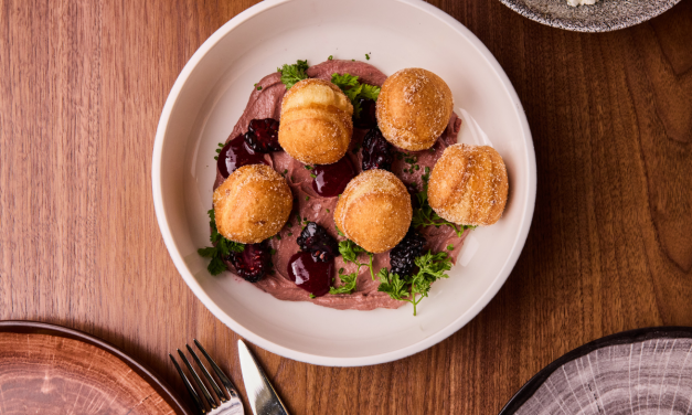 <span class="entry-title-primary">Sweet, Spice-Infused Chicken Liver Mousse—and Donuts</span> <span class="entry-subtitle">Sekoya Lounge & Kitchen | Palo Alto, Calif.</span>